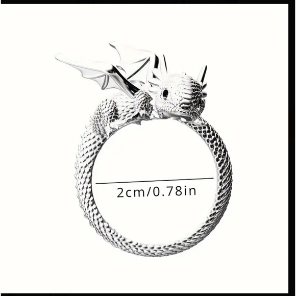 Silver Mythical Dragon Wrap Around Ring - Picture 6 of 6